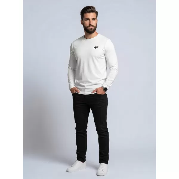  Pánské triko s dlouhým rukávem 4F 4FWMM00TLONM611 WHITE 