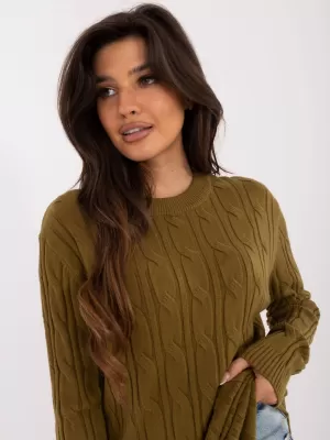 Dámský svetr WOOL FASHION ITALIA AT-SW-2343.88 OLIVE