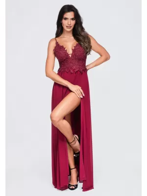Dámské šaty LARICA LA-OM-DLR420 BURGUNDY