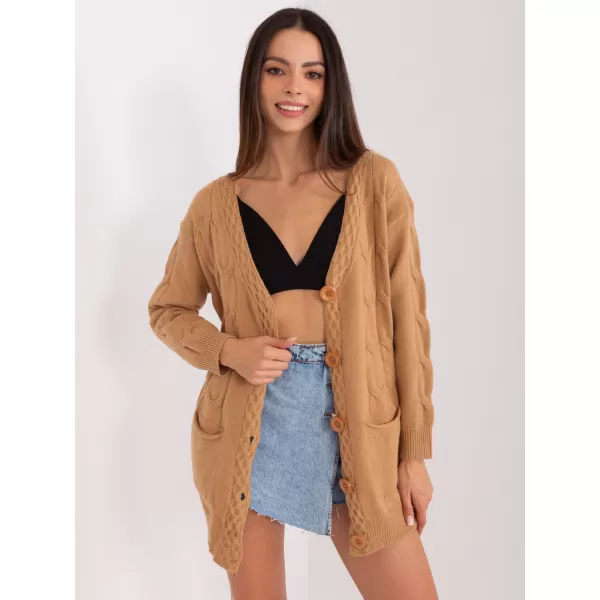  Dámský kardigan WOOL FASHION ITALIA AT-SW-2241.36P CAMEL 