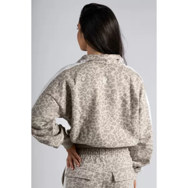  Half-zip mikina s leopardím vzorem NEBBIA PRIMAL 866 CREAM LEOPARD 