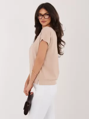 Dámské triko RUE PARIS RV-BZ-8837.67 BEIGE