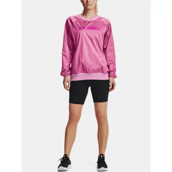  Dámská mikina UNDER ARMOUR RECOVER STORM WOVEN SHINE CREW 1364012-680 RŮŽOVÁ 