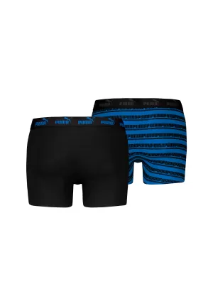 Pánské boxerky PUMA ELEMENTS MEN STRIPED BOXERS 2P 93884203 BLACK/BLUE