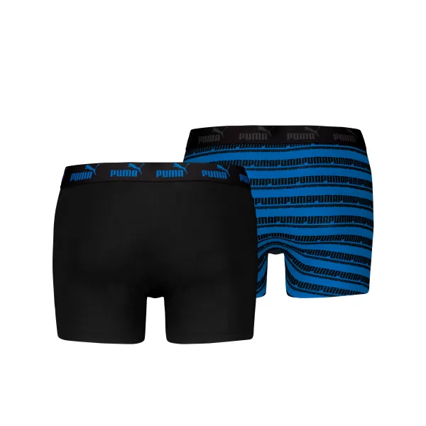  Pánské boxerky PUMA ELEMENTS MEN STRIPED BOXERS 2P 93884203 BLACK/BLUE 
