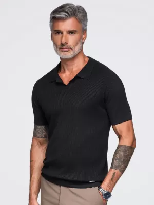 Pánské triko s límečkem OMBRE OM-POSS-0182 BLACK