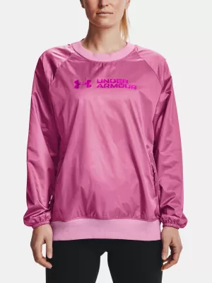 Dámská mikina UNDER ARMOUR RECOVER STORM WOVEN SHINE CREW 1364012-680 RŮŽOVÁ