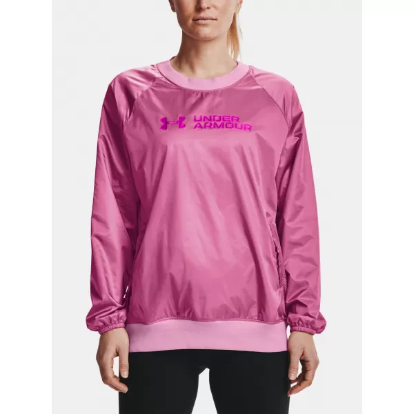 Dámská mikina UNDER ARMOUR RECOVER STORM WOVEN SHINE CREW 1364012-680 RŮŽOVÁ 