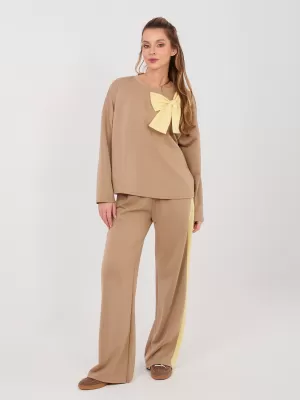 Dámská tepláková souprava RUE PARIS IT-KMPL-22220.25 DARK BEIGE