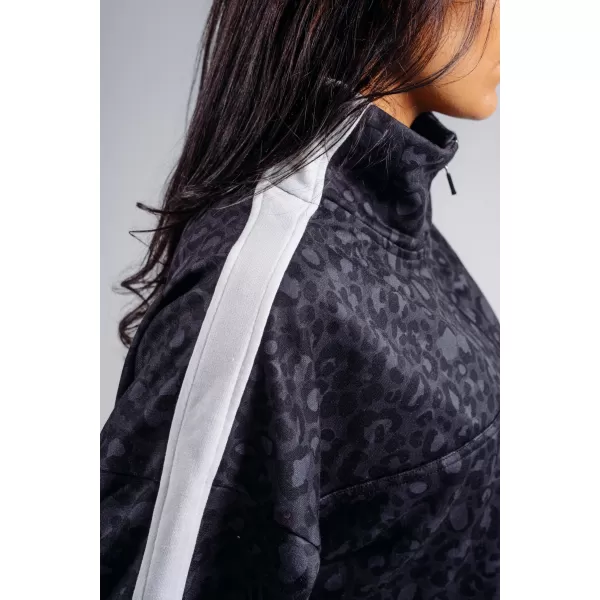  Half-zip mikina s leopardím vzorem NEBBIA PRIMAL 866 BLACK LEOPARD 