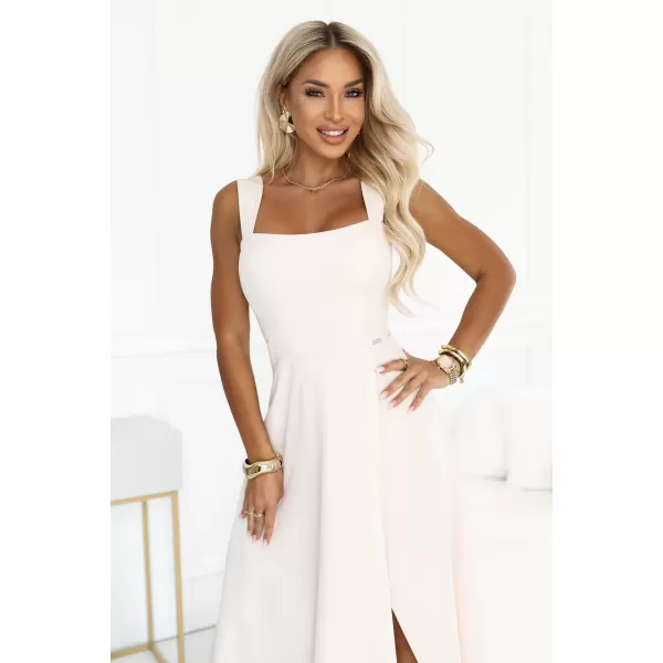  Dámské šaty NUMOCO 633-7 SVĚTLE BÉŽOVÁ 
