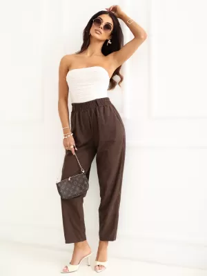 Dámské kalhoty RUE PARIS RV-SP-A1311.60 DARK BROWN