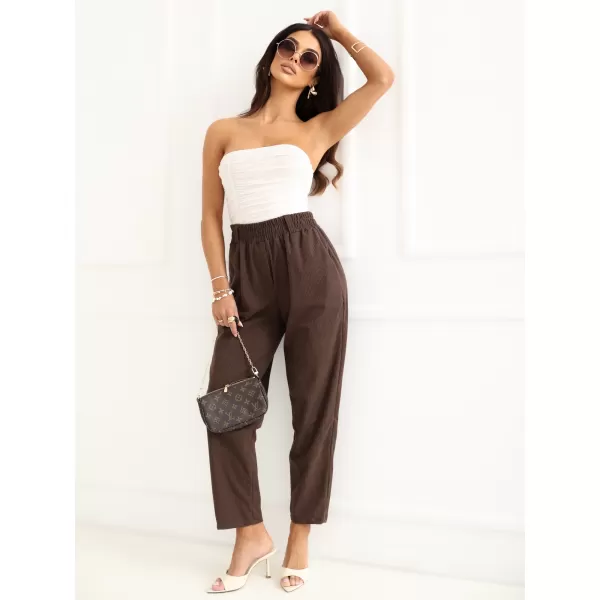  Dámské kalhoty RUE PARIS RV-SP-A1311.60 DARK BROWN 