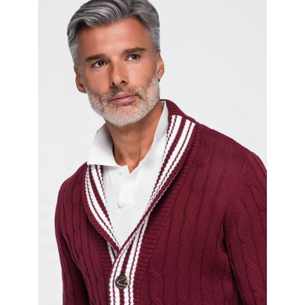  Pánský kardigan OMBRE OM-SWCD-0196 BURGUNDY 