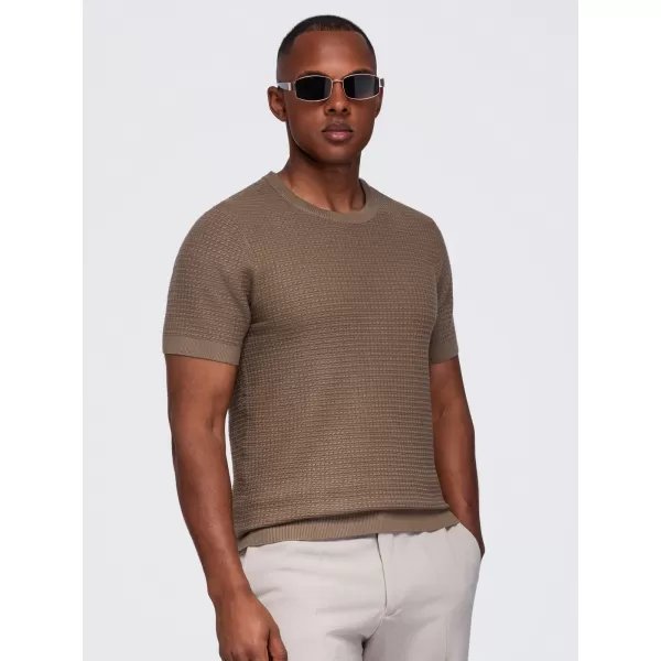  Pánské tričko OMBRE OM-TSCT-0303 LIGHT BROWN 