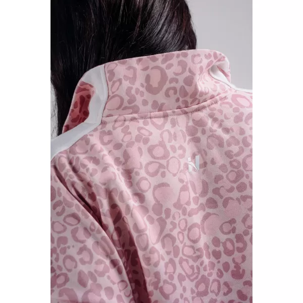  Half-zip mikina s leopardím vzorem NEBBIA PRIMAL 866 PINK LEOPARD 