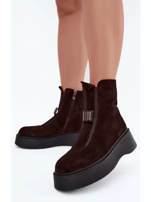 Dámské kotníkové boty D&A CR62-3448 CHOCOLATE