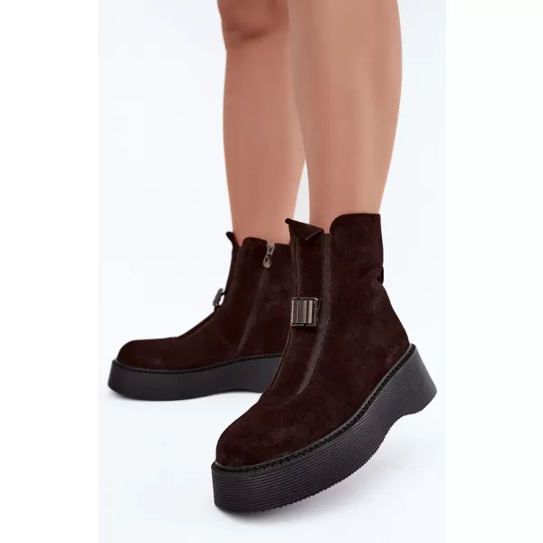  Dámské kotníkové boty D&A CR62-3448 CHOCOLATE 