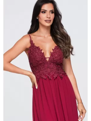 Dámské šaty LARICA LA-OM-DLR420 BURGUNDY