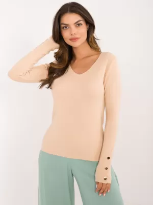 Dámský svetr WOOL FASHION ITALIA AT-SW-2334.91 BEIGE