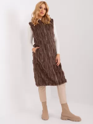 Dámská vesta WOOL FASHION ITALIA AT-KZ-2368-1.07 BROWN