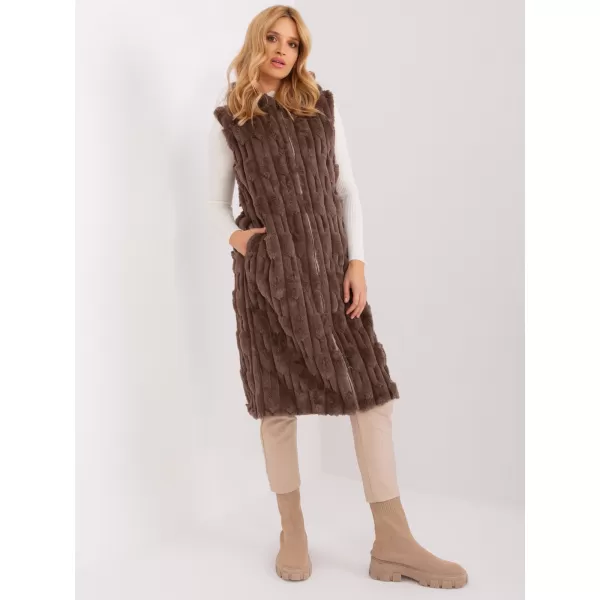  Dámská vesta WOOL FASHION ITALIA AT-KZ-2368-1.07 BROWN 