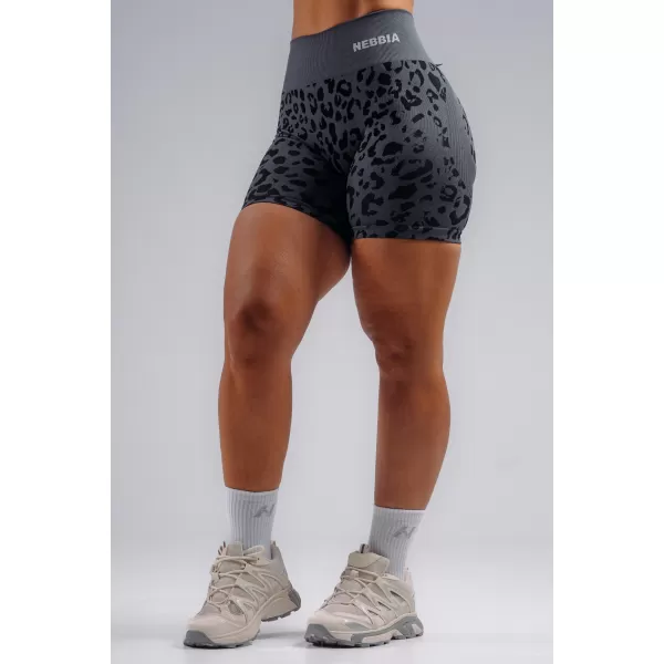  Kompresní push-up šortky s leopardím vzorem NEBBIA PRIMAL 856 BLACK LEOPARD 