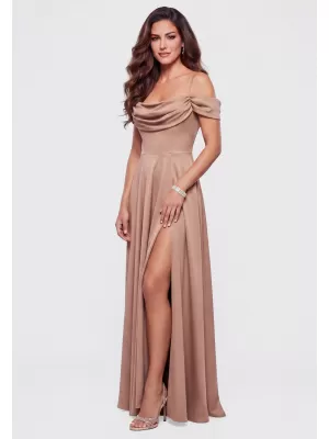 Dámské šaty LARICA LA-OM-DLR452 BEIGE