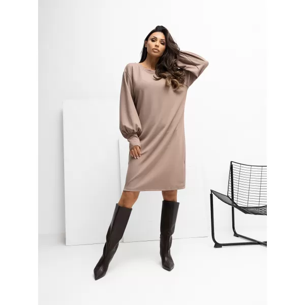  Dámské šaty RUE PARIS RV-SK-A1059.17 DARK BEIGE 