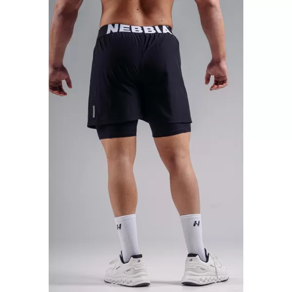  Double-Layer tréninkové šortky NEBBIA PRIMAL 878 BLACK 