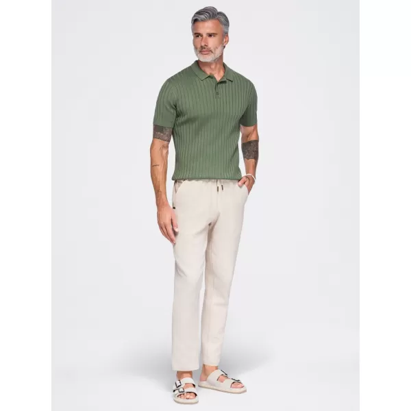  Pánské kalhoty OMBRE OM-PACP-0310 OFF-WHITE 