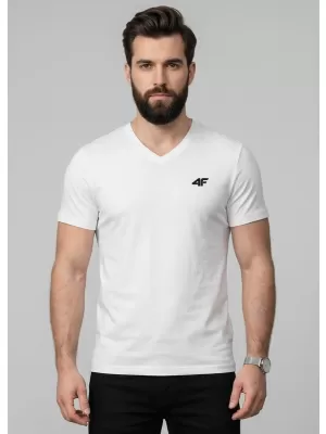 Pánské triko 4F 4FWMM00TTSHM3339 WHITE