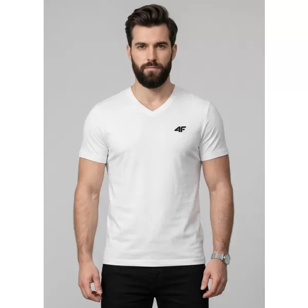  Pánské triko 4F 4FWMM00TTSHM3339 WHITE 