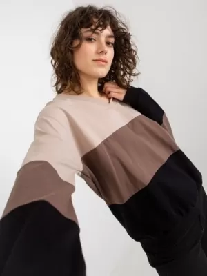 Dámská mikina RUE PARIS RV-BL-8328.34X BLACK AND BEIGE