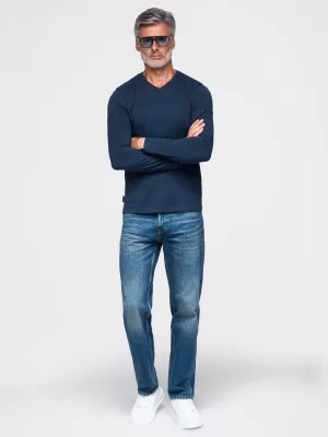 Pánské tričko OMBRE OM-LSBL-0143 NAVY BLUE