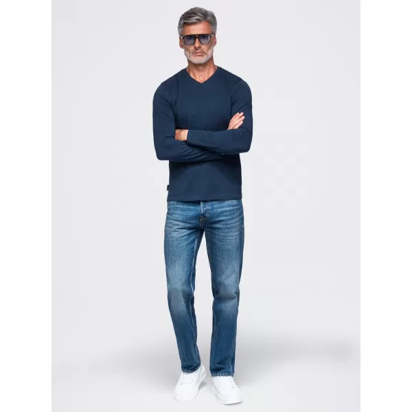  Pánské tričko OMBRE OM-LSBL-0143 NAVY BLUE 
