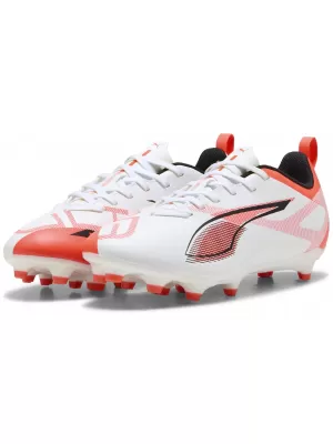 Dětské kopačky PUMA ULTRA 5 PLAY FG/AG JR 108170-01 WHITE/BLACK/GLOWING RED