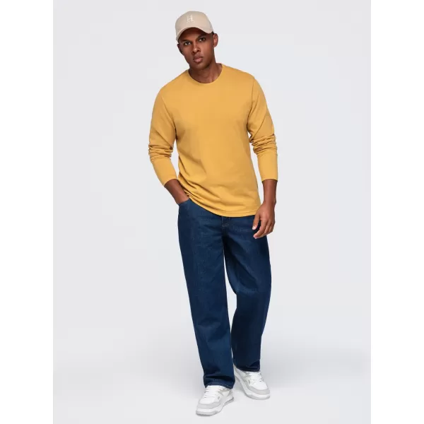  Pánské tričko OMBRE OM-LSBL-0142 MUSTARD 