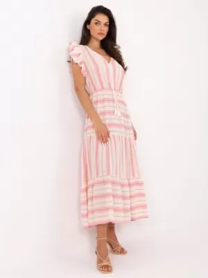 Dámské šaty OCH BELLA TW-SK-BI-28760.97 WHITE-PINK
