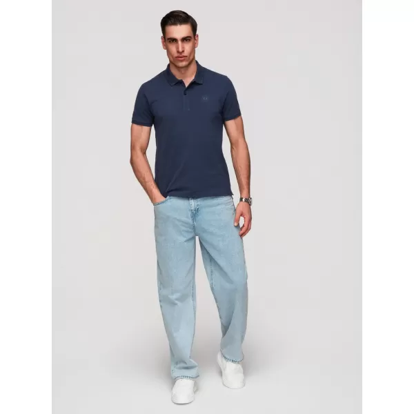  Pánské triko s límečkem OMBRE OM-POBS-0171 BLACK/ NAVY/WHITE 