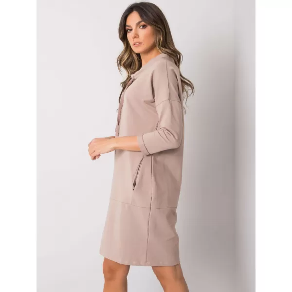  Dámské šaty RUE PARIS RV-SK-7325.26 DARK BEIGE 