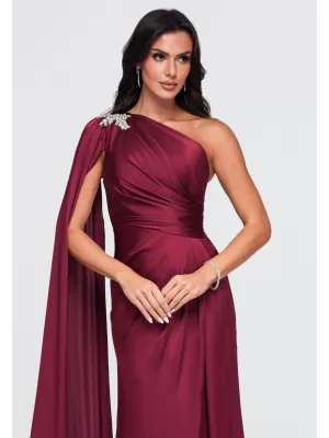 Dámské šaty LARICA LA-OM-DLR469 BURGUNDY