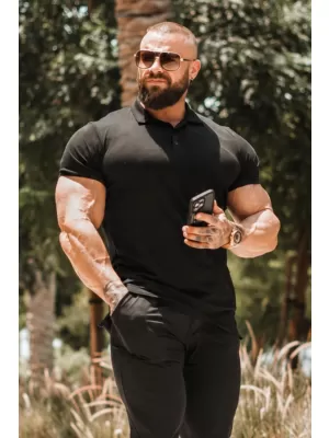 Pánské trička NEBBIA MIKE MUSCLE FIT POLO 157 BLACK