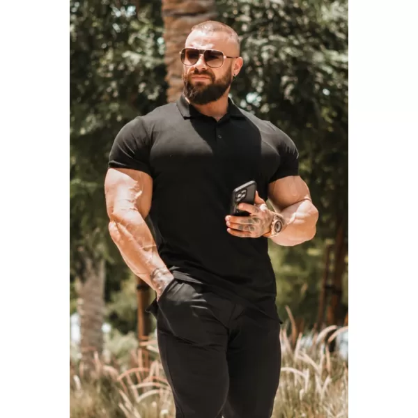  Pánské trička NEBBIA MIKE MUSCLE FIT POLO 157 BLACK 