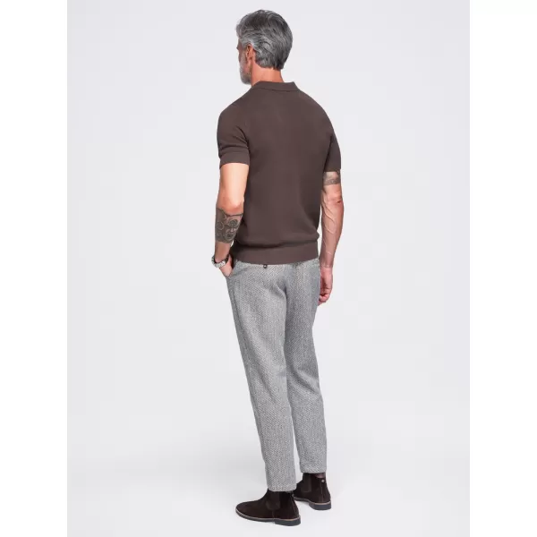  Pánské polo tričko OMBRE OM-POSS-0178 DARK BROWN 
