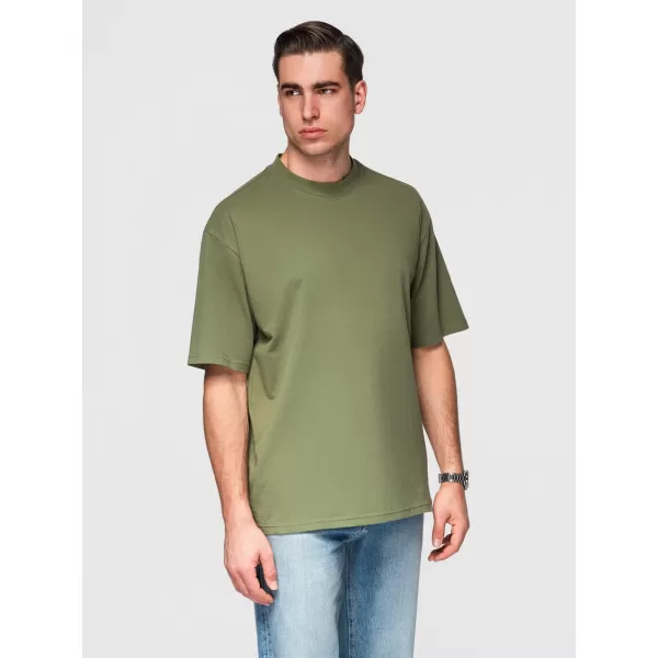  Pánské triko OMBRE OM-TSBC-0291 OFF WHITE/PALE OLIVE/NAVY 
