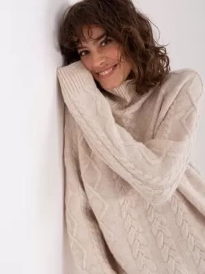 Dámský svetr WOOL FASHION ITALIA AT-SW-2355-2.12P LIGHT BEIGE