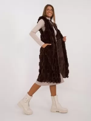 Dámská vesta WOOL FASHION ITALIA AT-KZ-2368-1.07 DARK BROWN