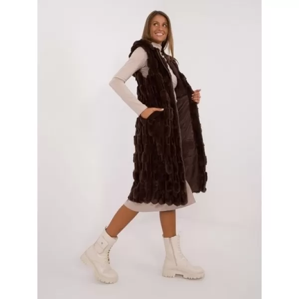  Dámská vesta WOOL FASHION ITALIA AT-KZ-2368-1.07 DARK BROWN 