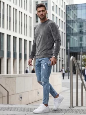 Pánská mikina DSTREET TMAVĚ ŠEDÁ